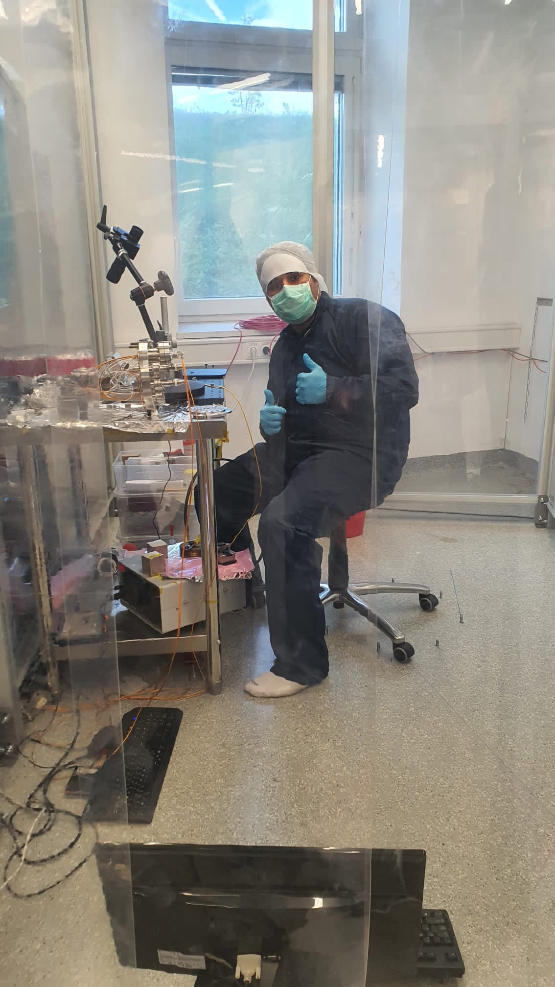 Hamid Haghmoradi preparing instrumentation in the clean room